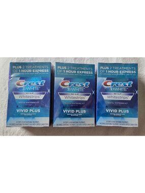 Crest 3D White Whitening Strips Kit - Vivid Plus (Brand New) Set of 3